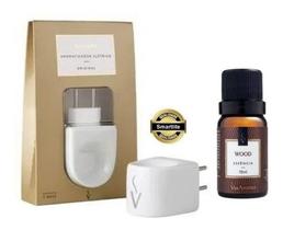 Kit Difusor Aromatizador Eletrico de Porcela Via Aroma Com Essencia 10ml Original