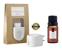 Kit Difusor Aromatizador Eletrico de Porcela Via Aroma Com Essencia 10ml Original