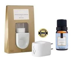 Kit Difusor Aromatizador Eletrico de Porcela Via Aroma Com Essencia 10ml Original