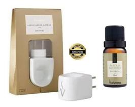 Kit Difusor Aromatizador Eletrico de Porcela Via Aroma Com Essencia 10ml Original