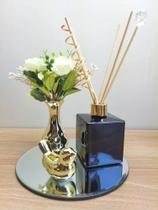 Kit Difusor Aromatizador Vasinho Flor Bandeja Enfeite Decoração Sala Banheiro