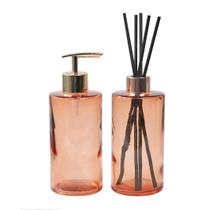 Kit difusor com porta sabonete liquido de vidro 340ml