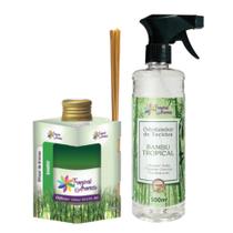 Kit Difusor de Ambiente + Odorizador Para Tecidos Spray/Borrifador Bambu Tropical Aromas