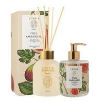Kit Difusor de Perfumes 200ml e Sabonete Líquido Figo Ambarado Frutal Lenvie 350ml