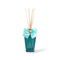 Kit Difusor de Varetas Vidro Trapézio Tiffany 250ml com Tampa Luxo e Enfeite Laço Kit Difusor de Varetas Vidro Trapézio Tiffany 250ml com Tampa Luxo e Enfeite Laço