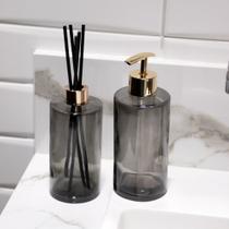 Kit Difusor e Porta Sabonete Liquido de Vidro Preto F01 - D'Rossi