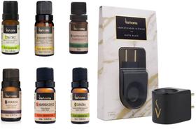 KIT Difusor Elétrico Matte Black Via Aroma e 6 Óleos Essenciais Naturais