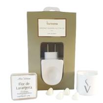 Kit Difusor Elétrico Porcelana Branca Via Aroma e Wax Melts Flor de Laranjeira 40g