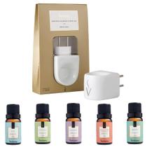 Kit Difusor Elétrico Porcelana E 05 Essências 10ml Via Aroma