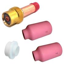 Kit: Difusor Para Gás Lens 2,4 mm 45V26 + Isolador Para Gás Lens Tocha Tig 17 18 26 54N01 + 2 Bocal Cerâmico Para Tocha