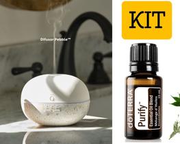 Kit difusor Ultrassônico Pebble + 1 óleo essencial Purify 15ML - Alivia irritações da pele