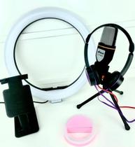 Kit digital influencer completo com ring light fone microfone suporte de celular resistente - Filó Modas