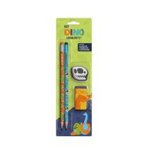 Kit Dino - Leo&ampLeo / 2 Lápis Hb / 1 Borracha / 1 Apontador
