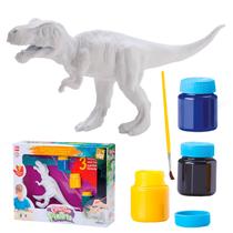 Kit Dino Para Pintar Brinquedo Didático Com 3 Tintas Coloridas E Pincel Para Crianças