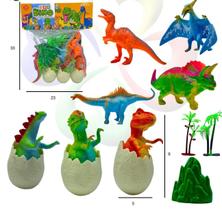 kit dino, t rex de borracha com ovos- 10 peças