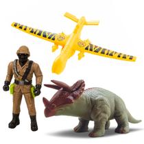 Kit Dinopark Hunters Com Avião De Resgate Soldado Articulado E Dinossauro Realista Kit Dinopark Hunters Com Avião De Resgate Soldado Articulado E Dinossauro Realista