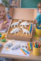 Kit Dinos Personalizáveis com 4 Dinossauros Articulados + 6 Canetinhas Acrílicas