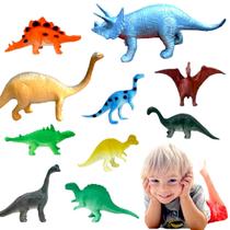 Kit Dinossauro Coleção 10 Peças Borracha Criança Brinquedo Kit Dinossauro Coleção 10 Peças Borracha Criança Brinquedo