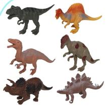 Kit dinossauro de vinil grande com 6 peças - dino animais de brinquedo infantil - Well kids