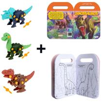 Kit Dinossauro Dino monta e desmonta mais livro para colorir infantil