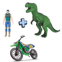 Kit Dinossauro Rex com Boneco e Moto de Brinquedo Cores sortidas