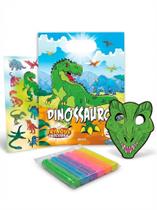 Kit Dinossauros - C/ Massinha, Adesivos, Máscara e Livro de Colorir