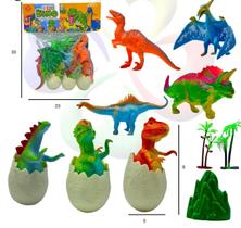 kit dinossauros de borracha com ovos- 10 peças