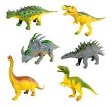 Kit Dinossauros T. Rex Estegosauro Braquiossauro Triceratops Anquilossauro e Velociraptor - Goal Kids
