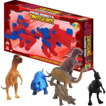 Kit Dinosssauros 64 Blocos de Montar 8 Miniaturas Brinquedo Kit Dinosssauros 64 Blocos de Montar 8 Miniaturas Brinquedo