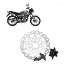 Kit Discão Disco de Freio com Pinça Pastilha e flange Cg Titan Fan 150 04 a 08 320mm Prata