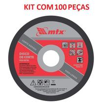 Kit Disco Corte Fino Aço 4.1/2 115mm x 1,0mm MTX 100 Peças