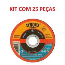 Kit Disco Corte Fino Tyrolit Secur 4.1/2 x 1mm Inox 25 Peças