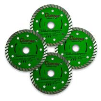 Kit Disco de Corte Diamantado Turbo Eco Cortag 110mm 2mm Corte Seco Porcelanato Construção Civil Pedreiros Verde Profissional 60598