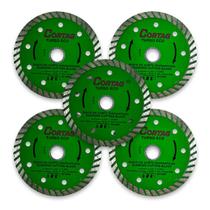 Kit Disco de Corte Diamantado Turbo Eco Cortag 110mm 2mm Corte Seco Porcelanato Construção Civil Pedreiros Verde Profissional 60598