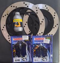 Kit disco de freio cb500 1997/05 diant/tras + pastilhas + fluido de freio brinde