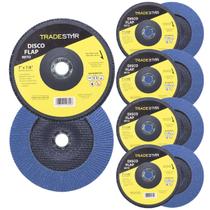 Kit Disco De Lixa Flap 7 Pol Grão 60 Lixadeira 10 Un Reto