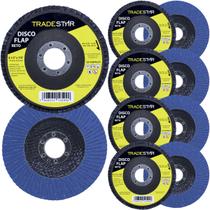 Kit Disco de Lixa Flap Reto 4.1/2 Grão 50 Lixadeira 10 UN Kit Disco de Lixa Flap Reto 4.1/2 Grão 50 Lixadeira 10 UN