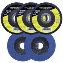 Kit Disco de Lixa Flap Reto 4.1/2 Grão 80 Lixadeira 05 UN Kit Disco de Lixa Flap Reto 4.1/2 Grão 80 Lixadeira 05 UN