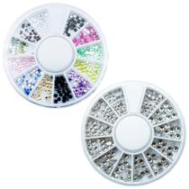 Kit Disco De Strass Colorido + Prata Para Decoração De Unhas