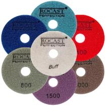 Kit Disco Diamantado Para Polir 4'' Com 7 Peças Gr 50-3000 - Rocast