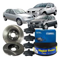 Kit Disco Freio Dianteiro + Pastilha Clio Logan 2003 À 2013