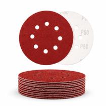 Kit Disco Lixa 125mm P80 8 Furos tiras autocolantes Lixadeira Orbital Artesanato Madeira Objetos Decorativos Acabamento - Kit Disco Lixa 125mm P80 8 Furos tiras autocolantes Lixadeira Orbital Artesanato Madeira Objetos Decorativos Acabamento -