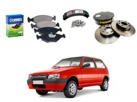 Kit disco lona pastilha freio cobreq fiat uno 1.0 2004 a 2009