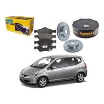 Kit Disco Pastilha Freio Dianteiro Fit 1.5 2005 A 2008