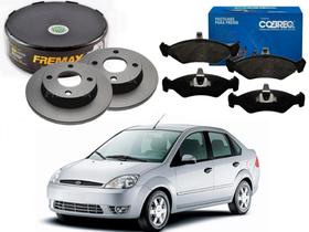 Kit disco pastilha freio dianteiro fremax cobreq original ford fiesta sedan 1.0 2003 a 2006