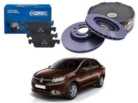 Kit disco pastilha freio dianteiro fremax cobreq original renault logan 1.0 1.6 2014 a 2020