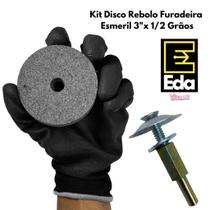 Kit Disco Rebolo Furadeira Esmeril 3 Polegadas X 1/2 Grão 120