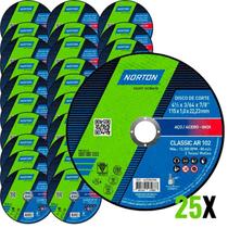 Kit Discos de Corte Fino para Inox 25 Unidades Classic NORTON