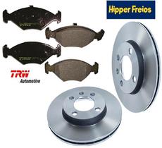 Kit Discos Freio Dianteiro Ventilado HIPPER FREIOS HF02A + Jogo Pastilhas Gol G2 G3 G4 Sistema ATE