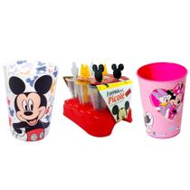 Kit Disney com Fabrica de Picolé com 6 Forminhas e Copo da Minnie e Mickey Kit Disney com Fabrica de Picolé com 6 Forminhas e Copo da Minnie e Mickey